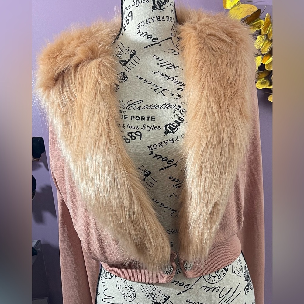 Eva Mendes Faux Fur Sweater, Size S.